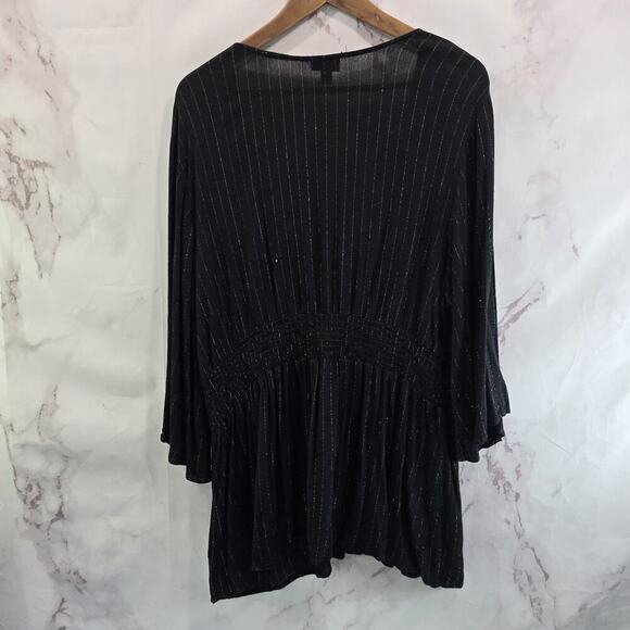 Torrid Shirt Women 3 3X Black Gold Striped Blouse Topper Cover Up Metallic - Picture 6 of 14